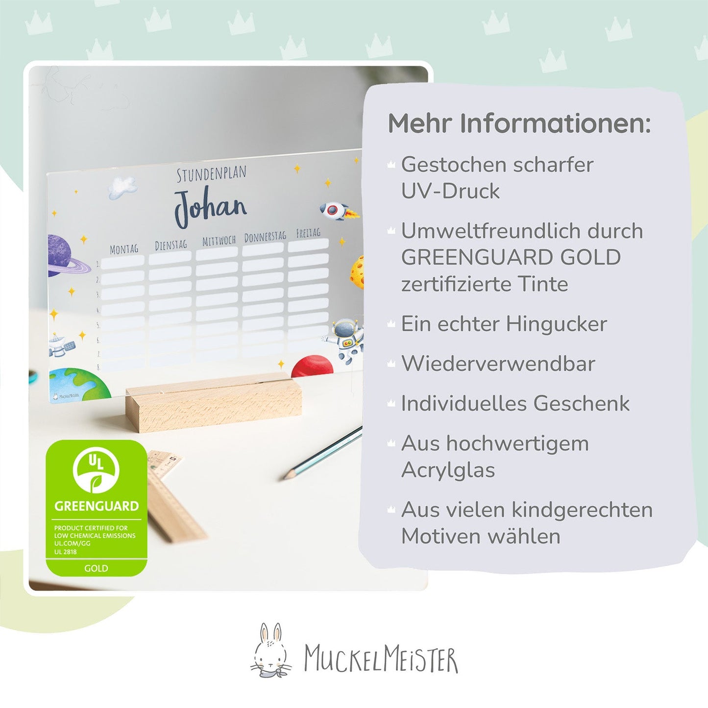 Stundenplan abwischbar personalisiert - Einhorn