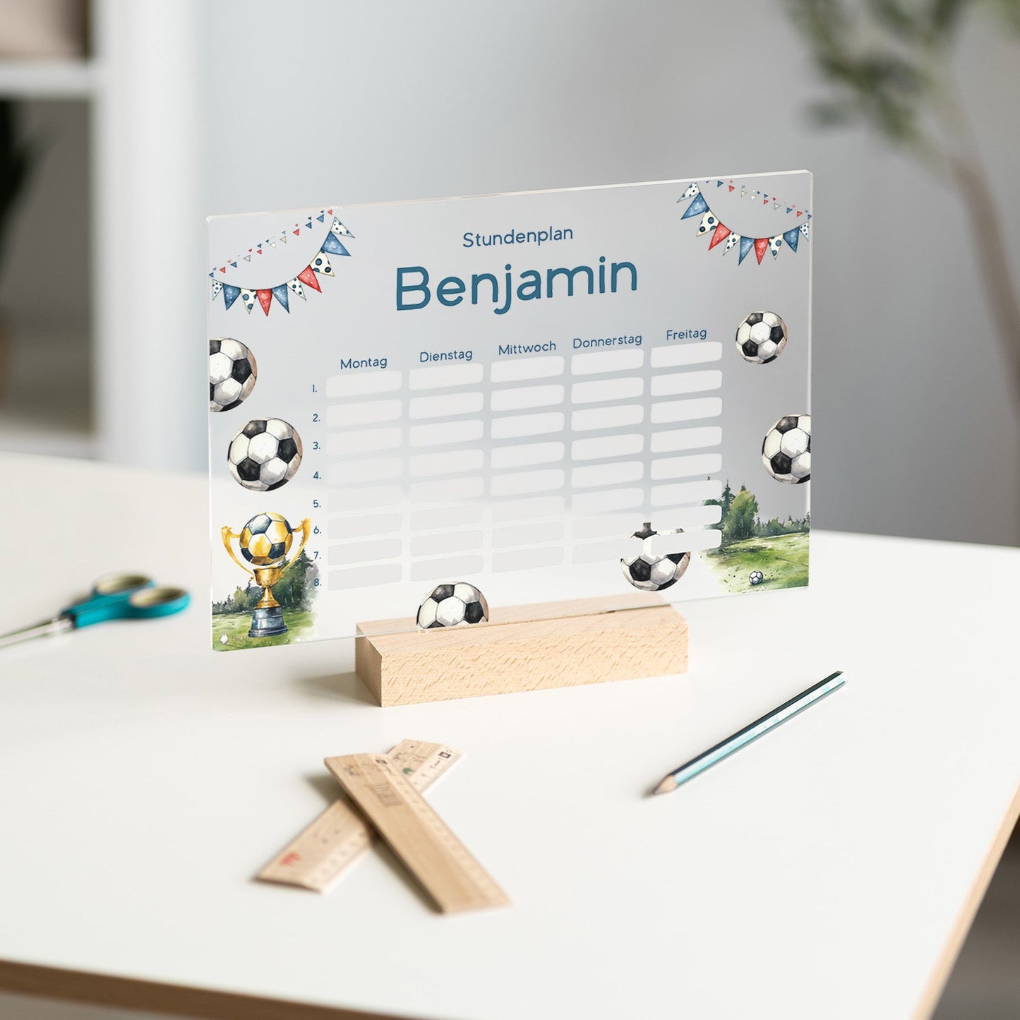 Stundenplan abwischbar personalisiert -  Fussballplatz