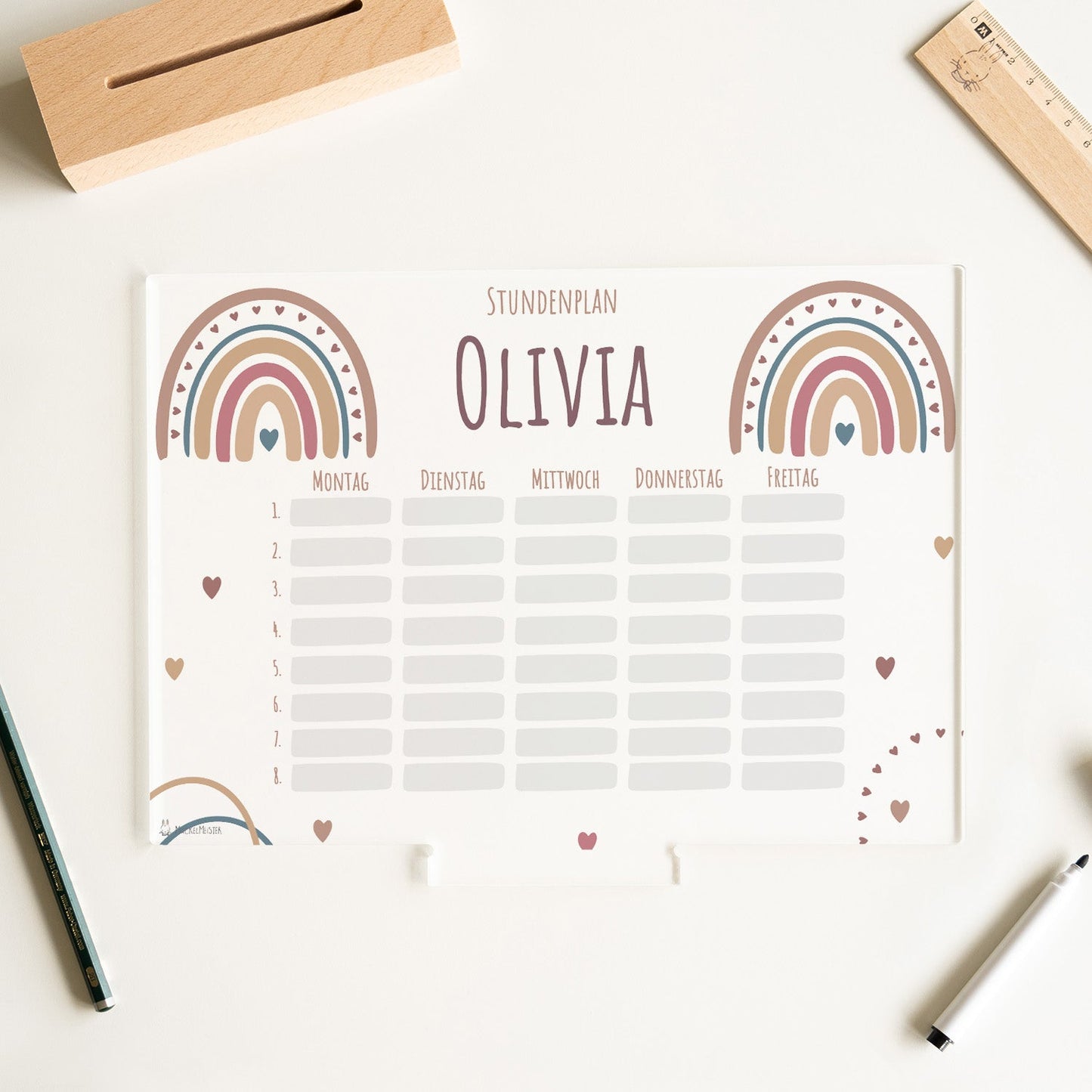 Stundenplan abwischbar personalisiert - Regenbogen