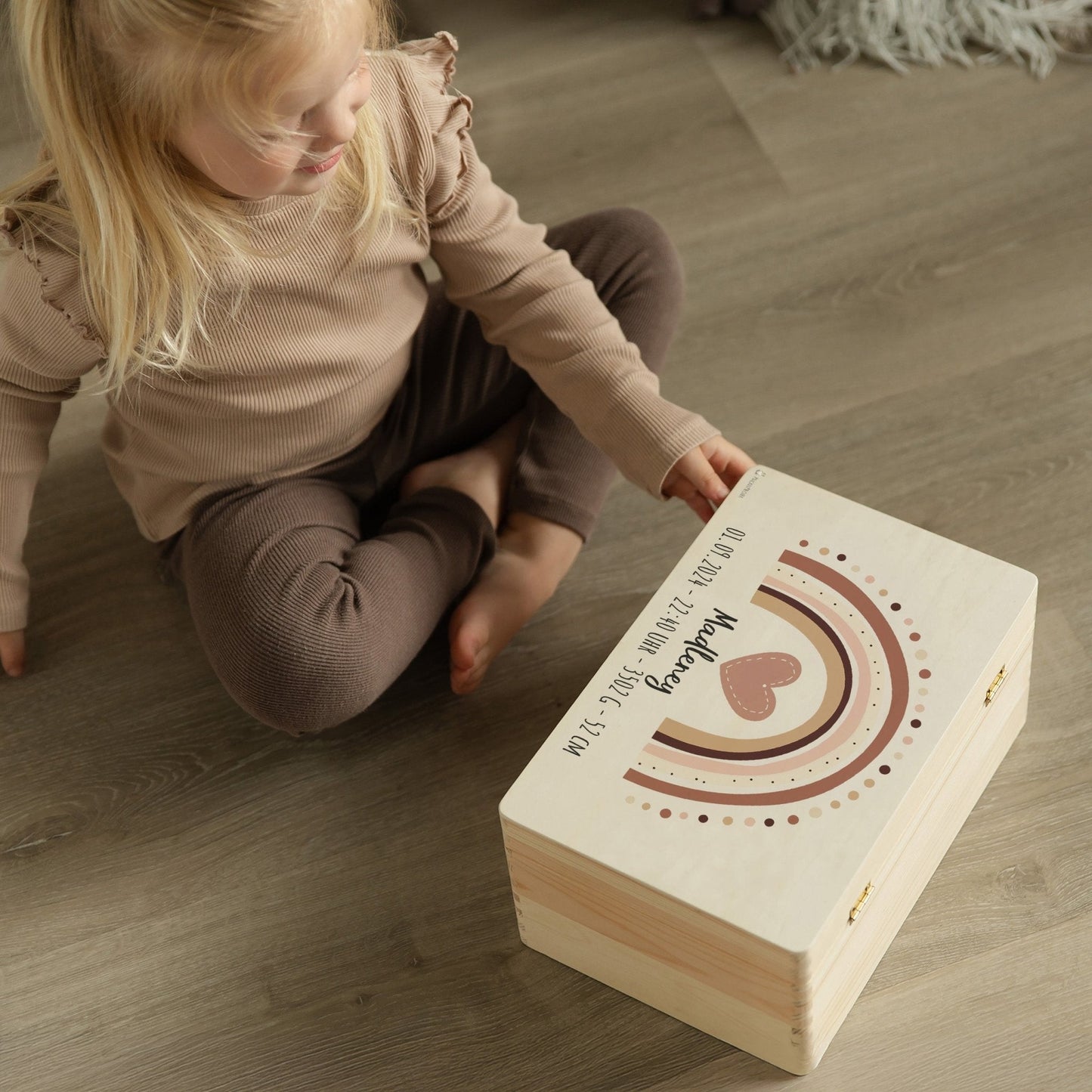 Erinnerungsbox Baby - Regenbogen rosa