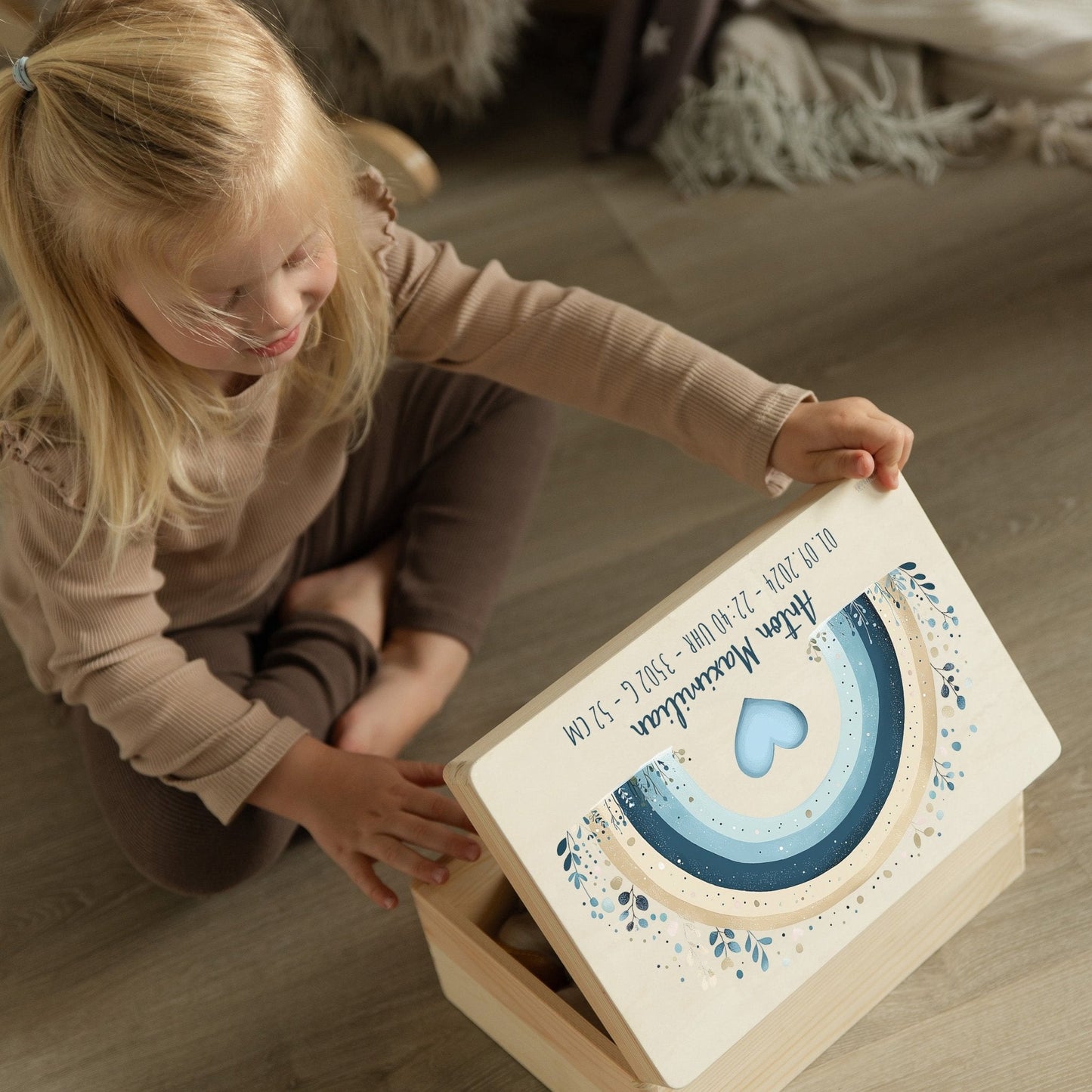Erinnerungsbox Baby - Regenbogen blau