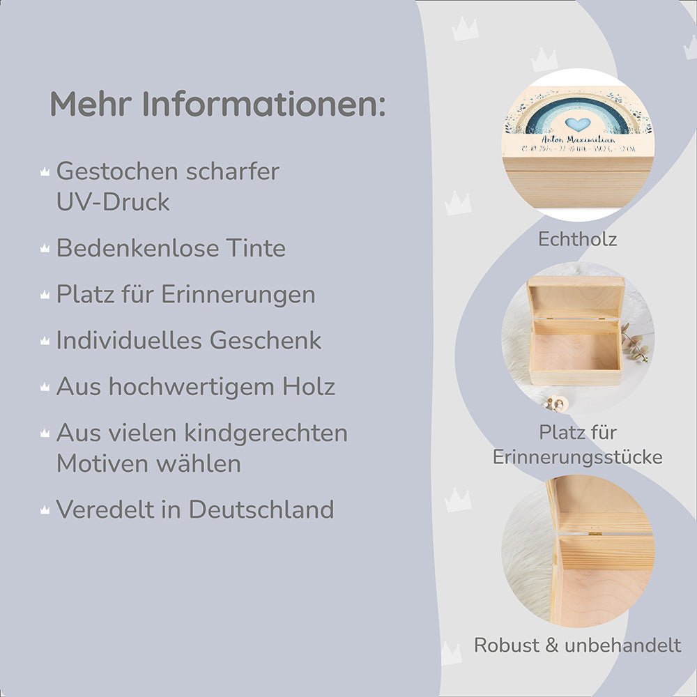Erinnerungsbox Baby - Regenbogen blau