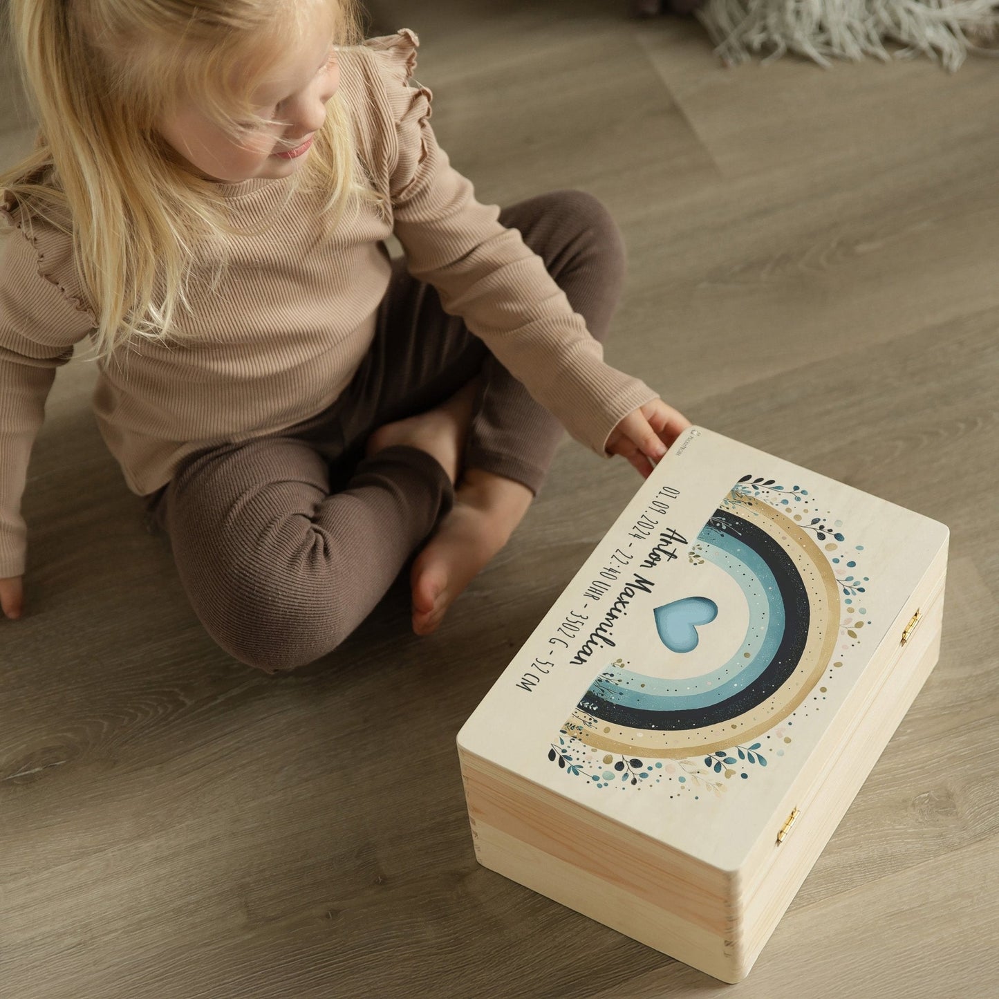 Erinnerungsbox Baby - Regenbogen blau
