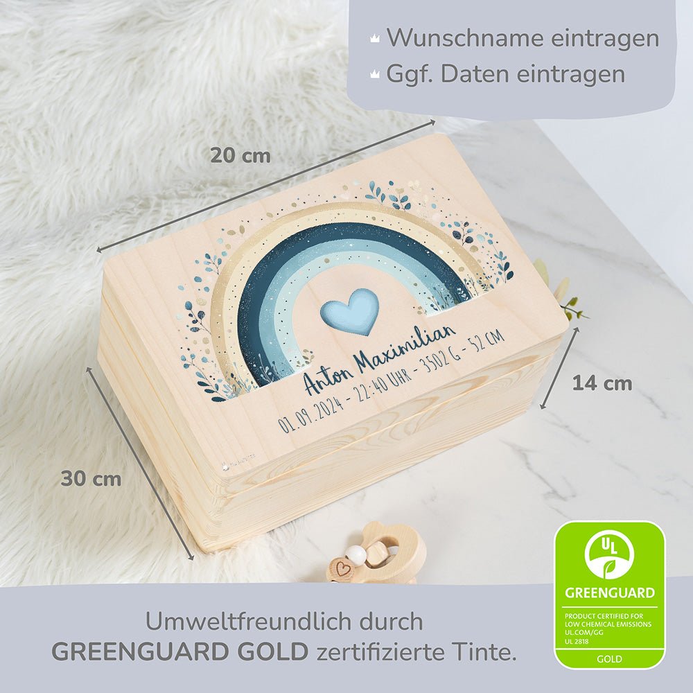 Erinnerungsbox Baby - Regenbogen blau