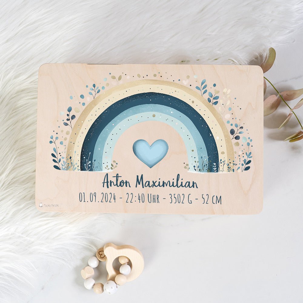 Erinnerungsbox Baby - Regenbogen blau