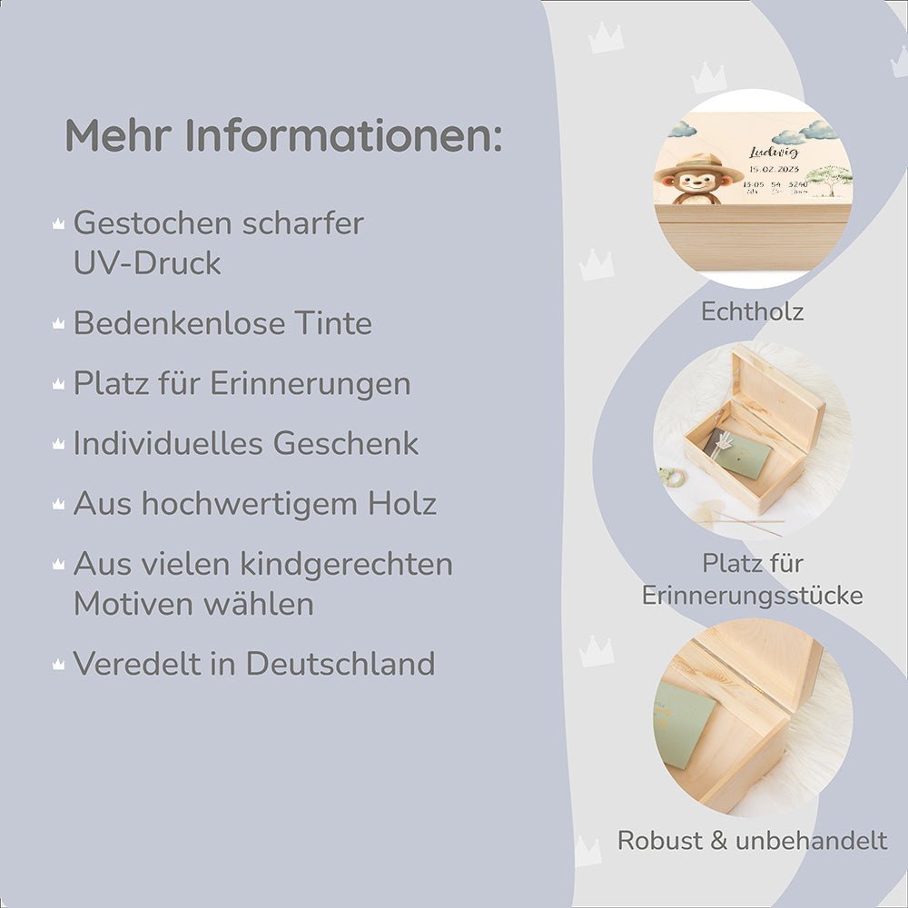 Erinnerungsbox Baby Affe mit Hut