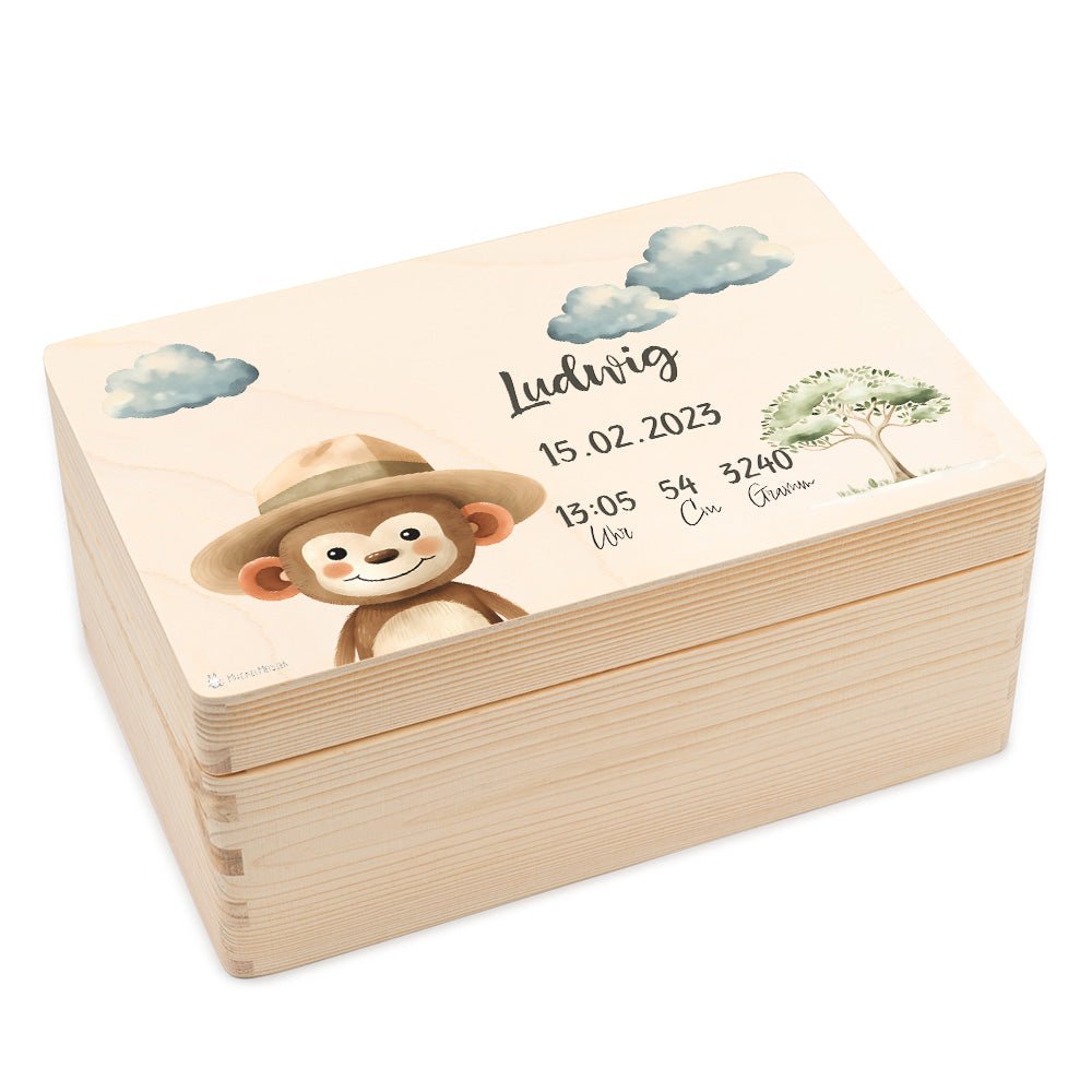 Erinnerungsbox Baby Affe mit Hut