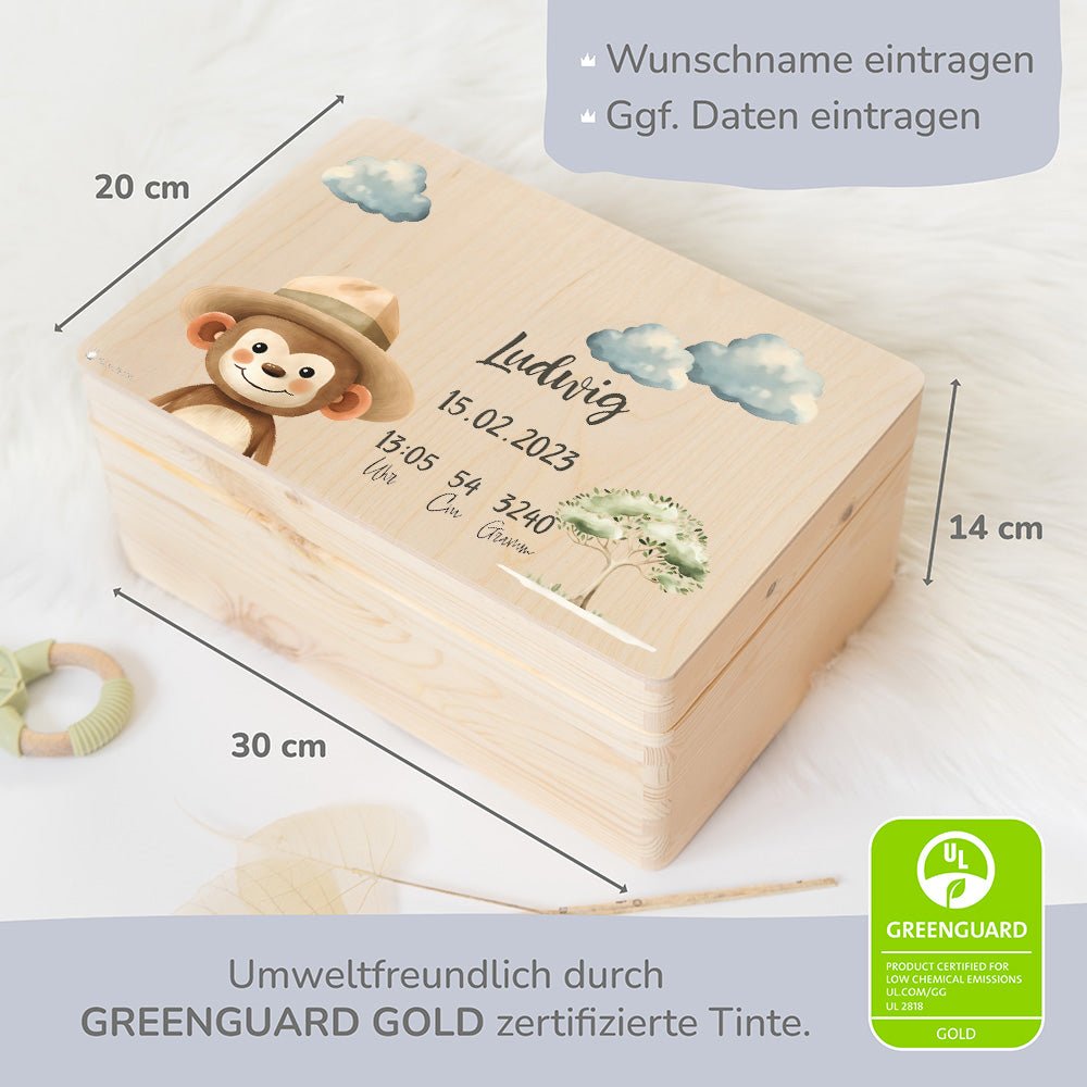 Erinnerungsbox Baby Affe mit Hut