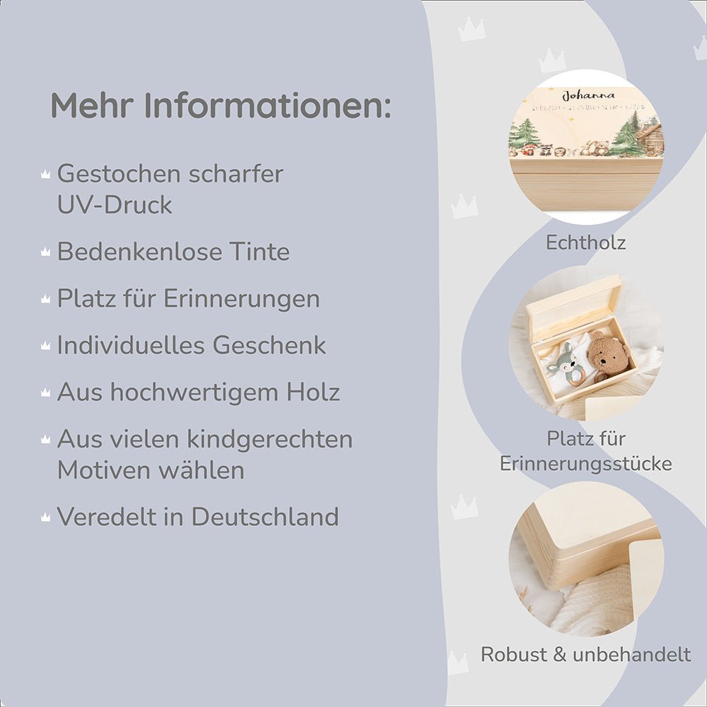 Erinnerungskiste Waldfreunde mit Wunschtext