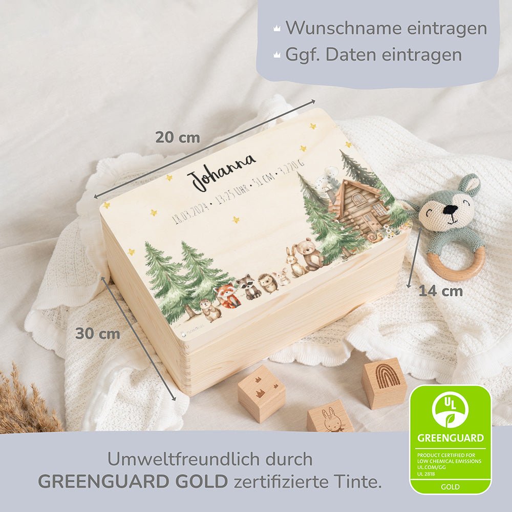 Erinnerungskiste Waldfreunde mit Wunschtext