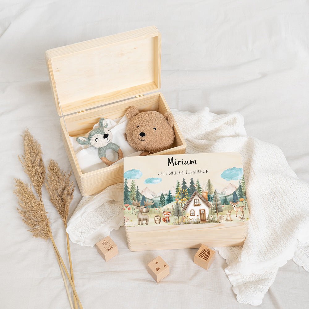 Erinnerungsbox Waldfreunde Haus mit Wunschtext