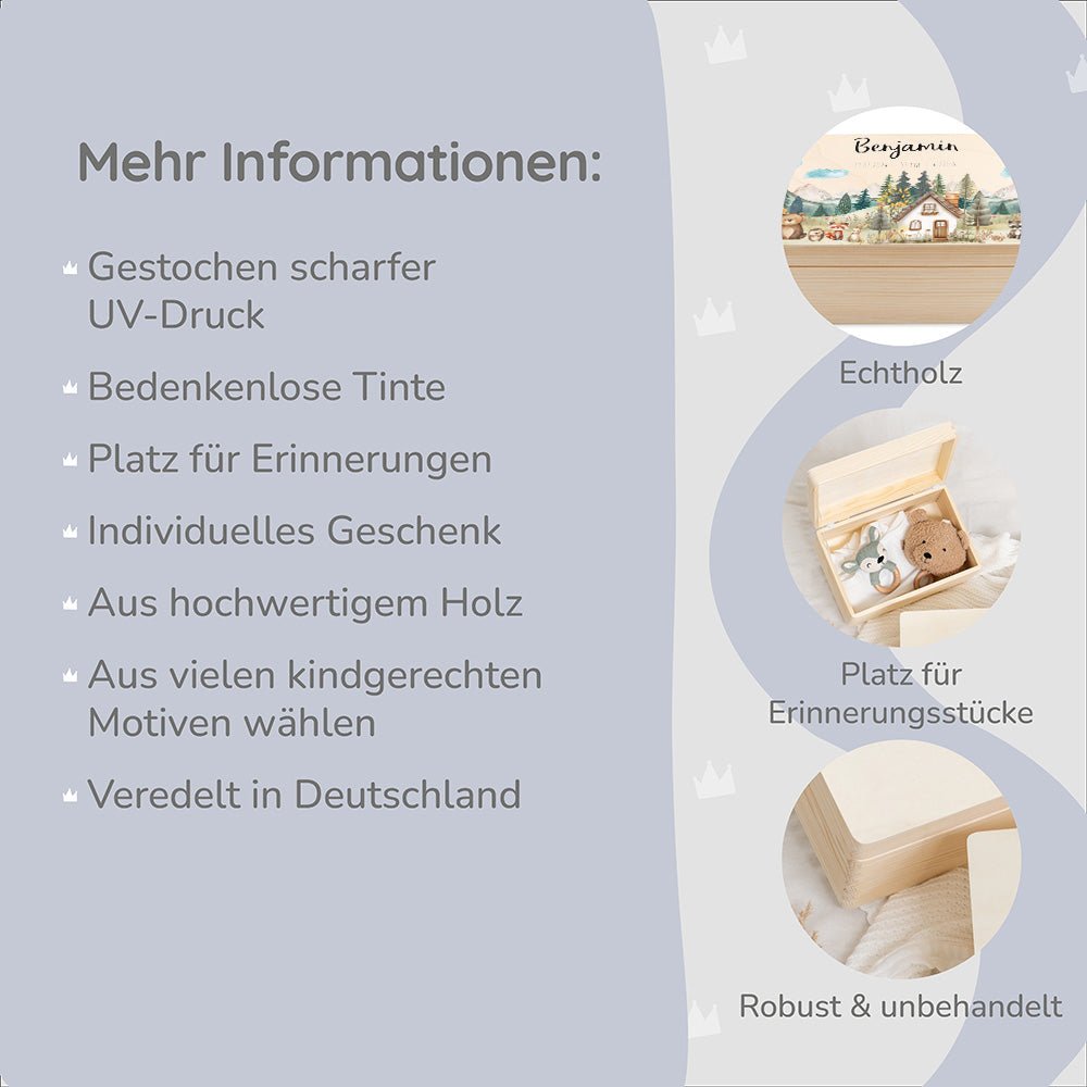 Erinnerungsbox Waldfreunde Haus Bär mit Wunschtext