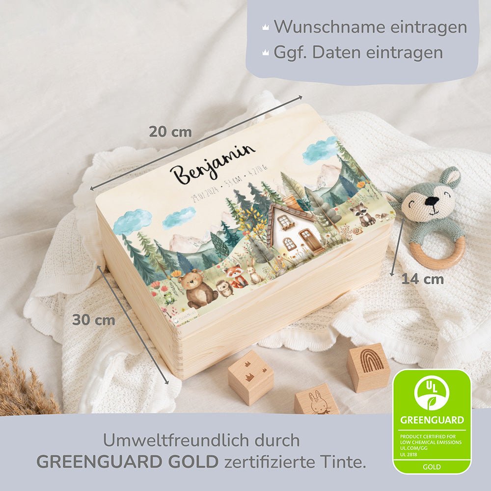 Erinnerungsbox Waldfreunde Haus Bär mit Wunschtext