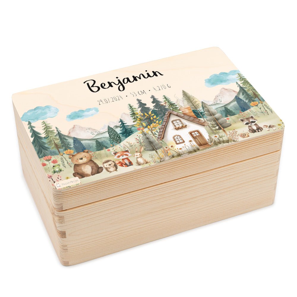 Erinnerungsbox Waldfreunde Haus Bär mit Wunschtext