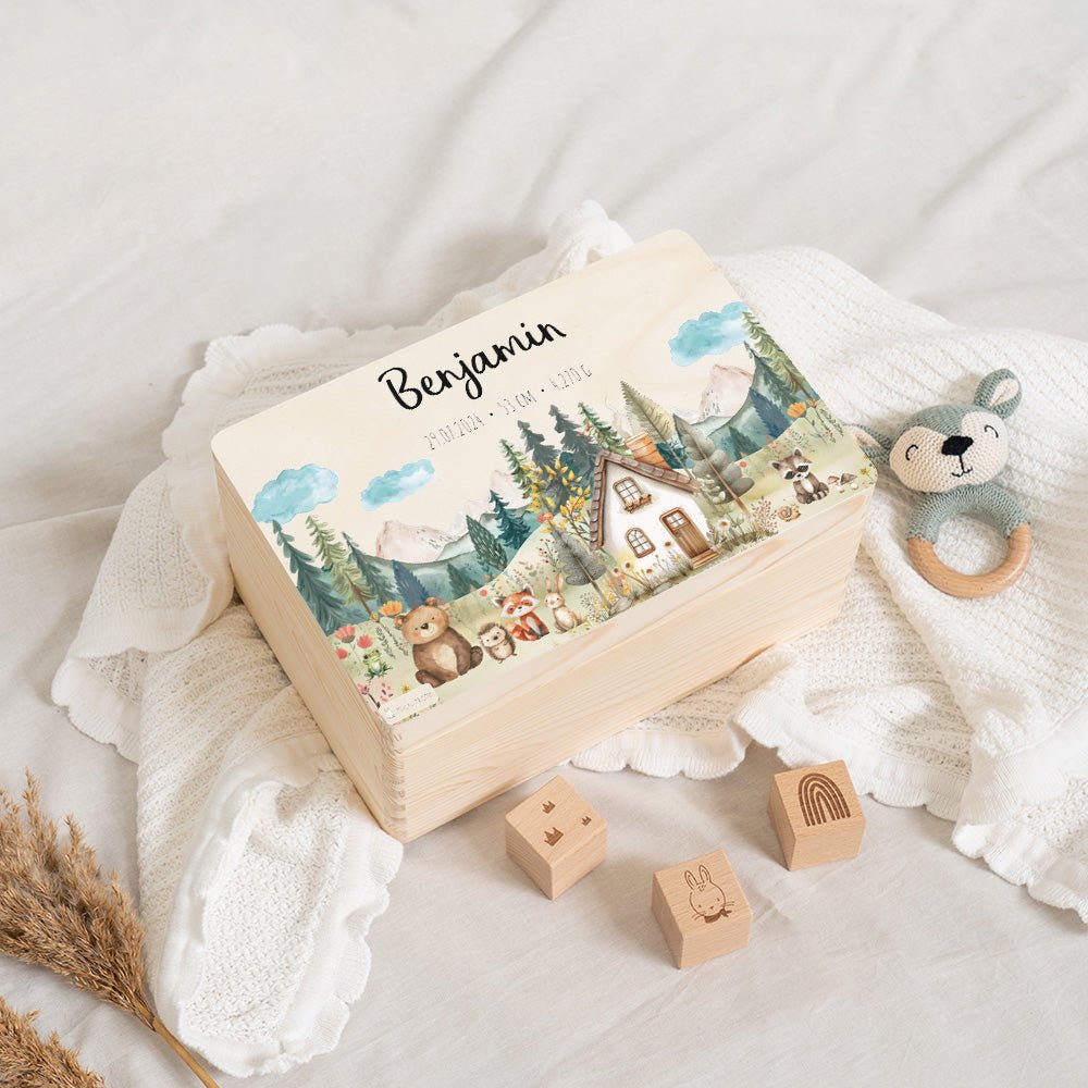 Erinnerungsbox Waldfreunde Haus Bär mit Wunschtext