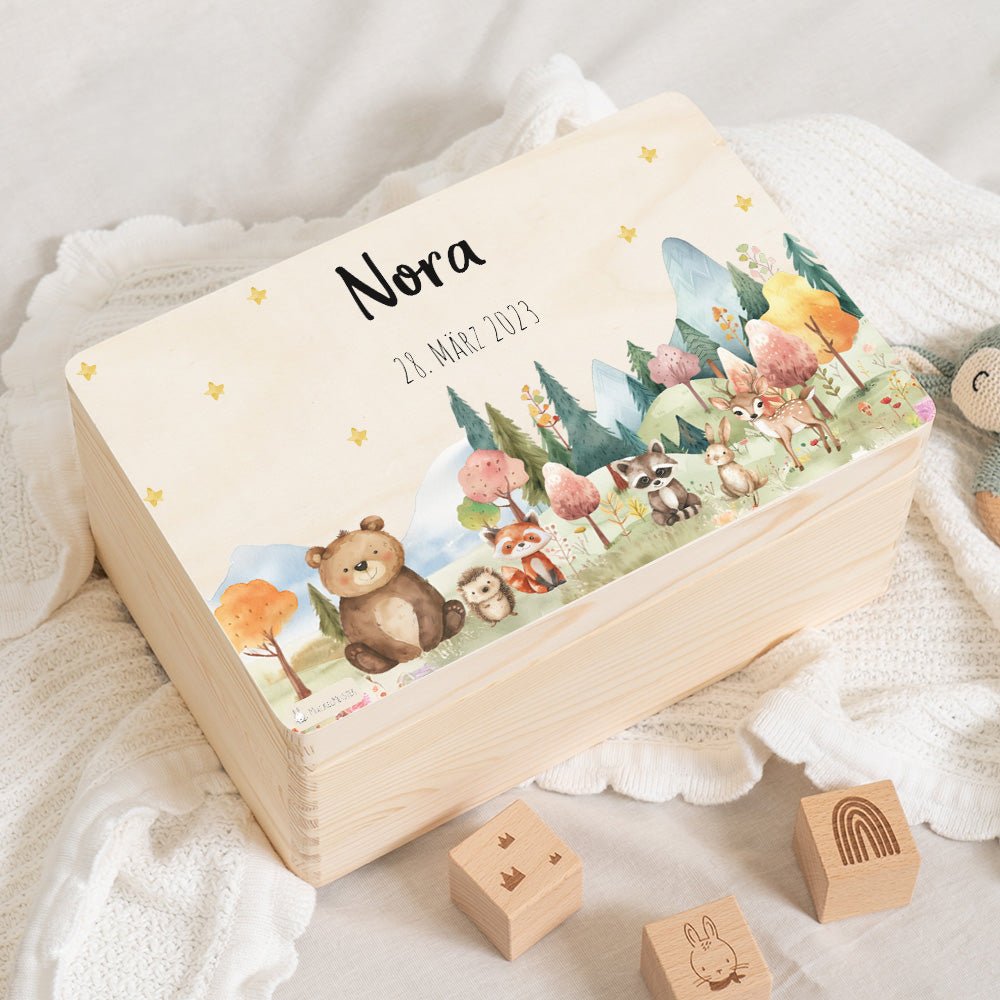 Erinnerungsbox Waldfreunde Lichtung mit Wunschtext