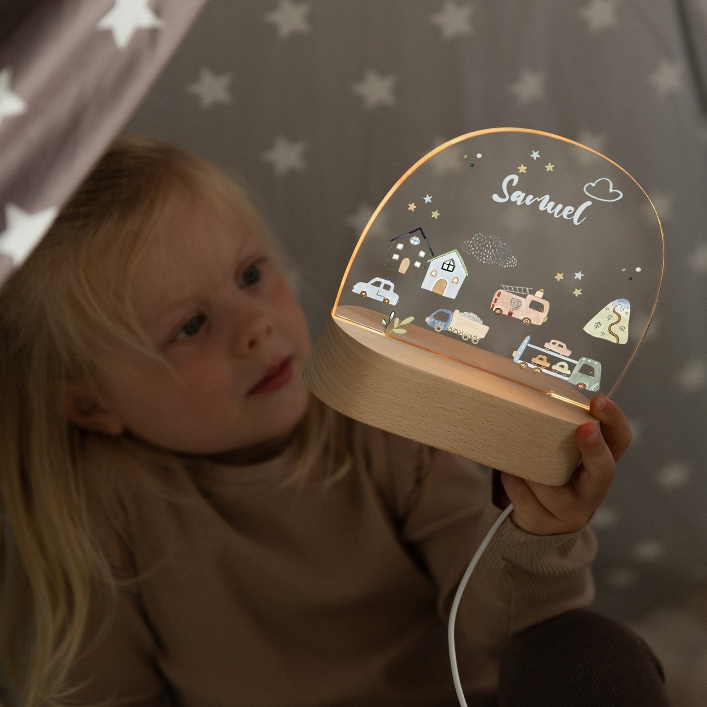 LED Nachtlicht Kinder personalisiert - Autos