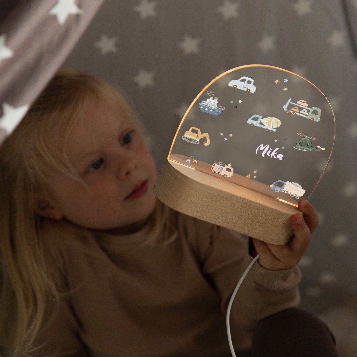 LED Nachtlicht Kinder personalisiert - Fahrzeuge