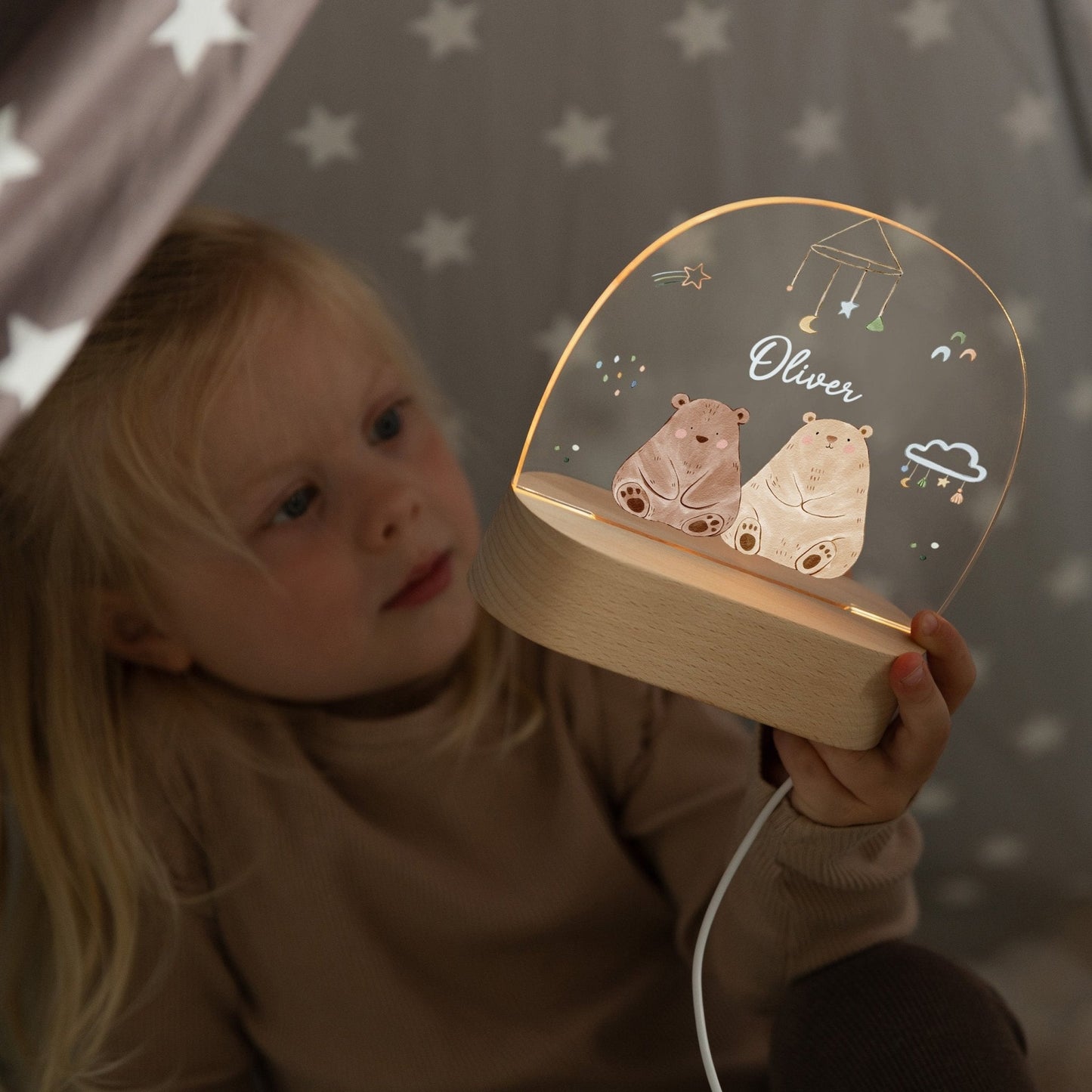 LED Nachtlicht Kinder personalisiert - Bären