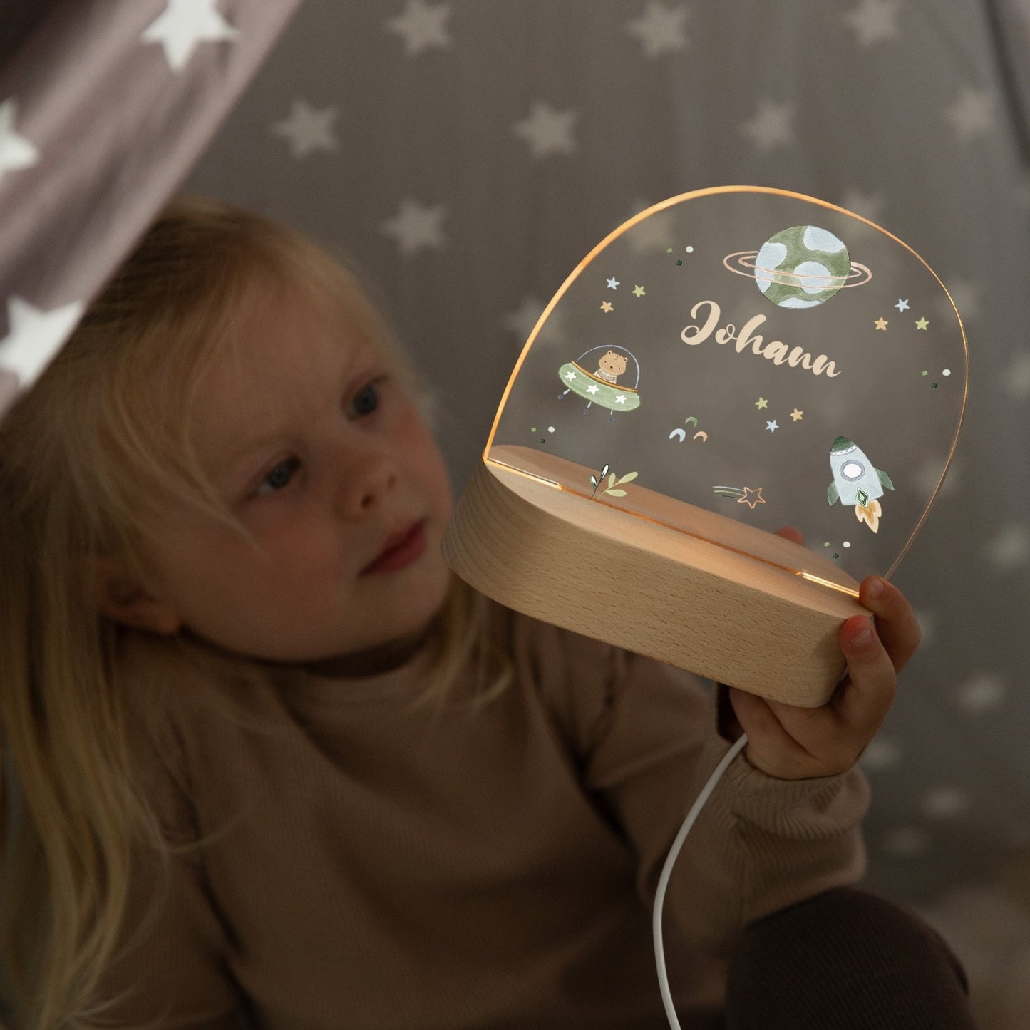 LED Nachtlicht Kinder personalisiert - Weltraum