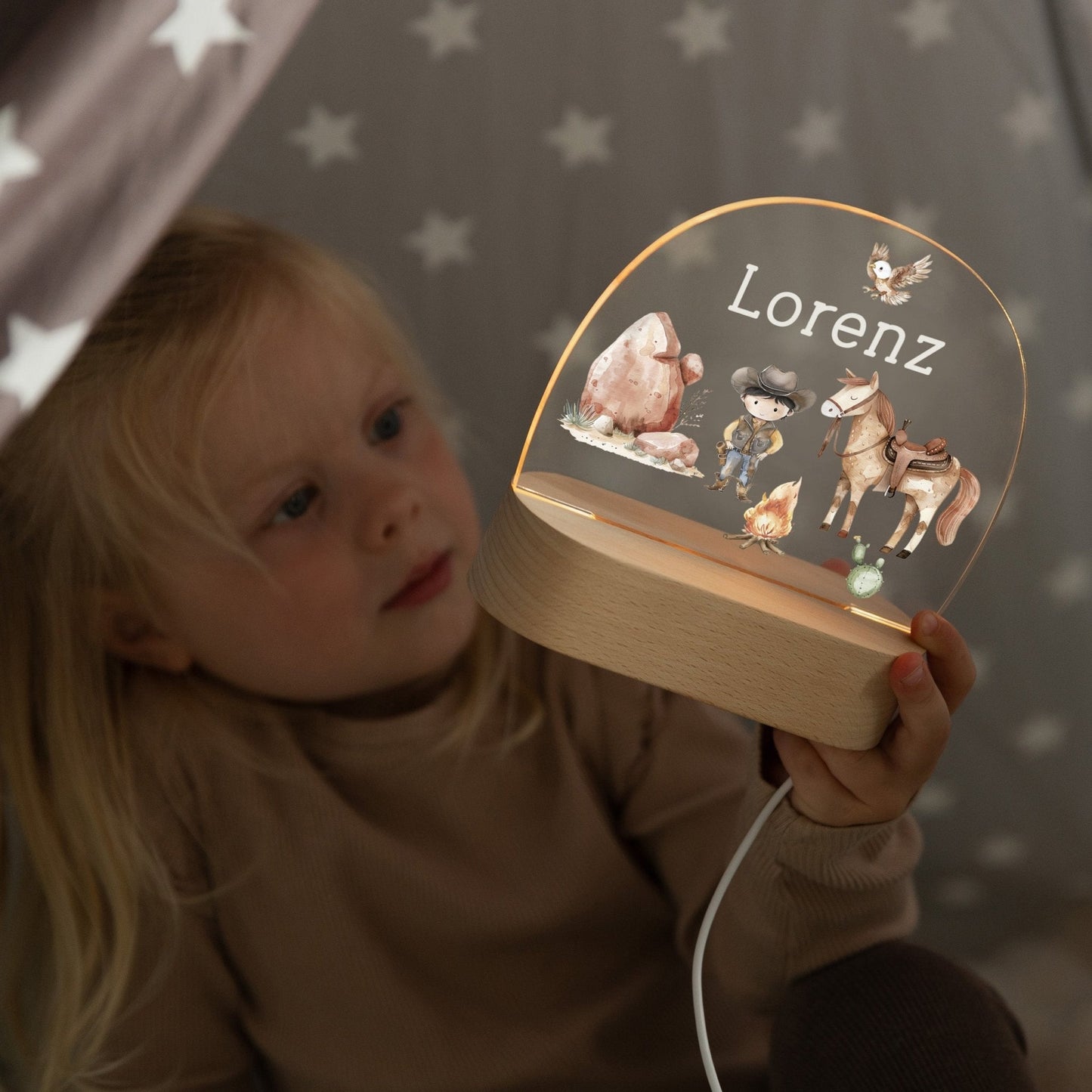 LED Nachtlicht Kinder personalisiert - Cowboy