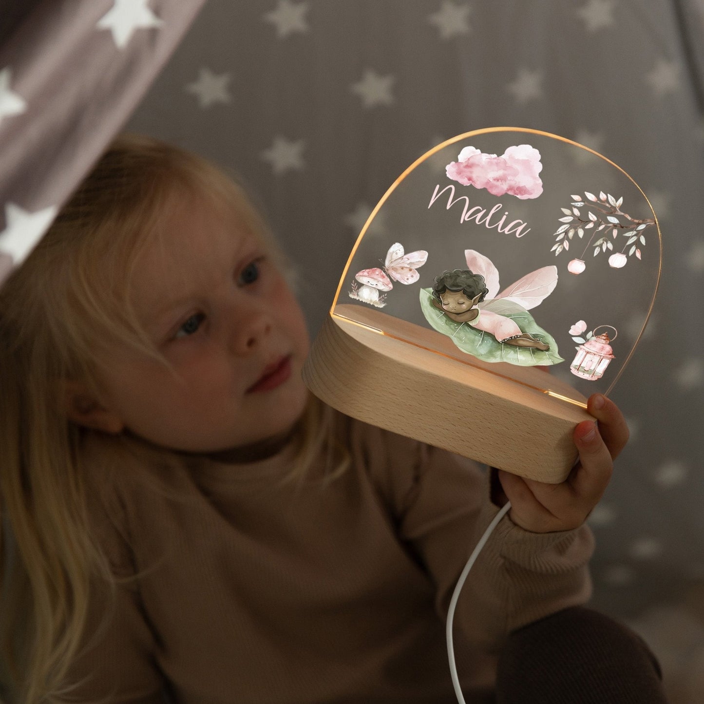 LED Nachtlicht Kinder personalisiert - Fee schlafend