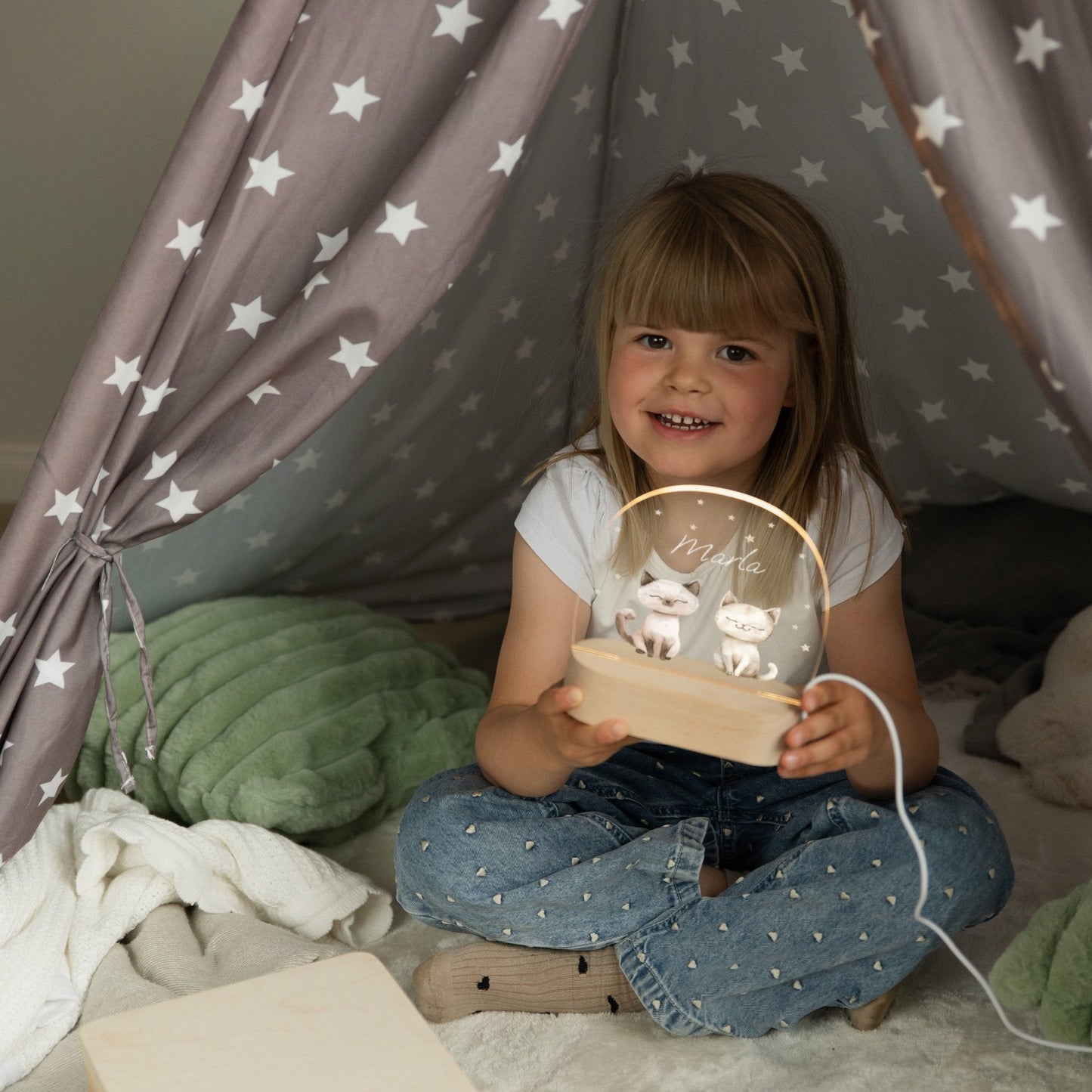 LED Nachtlicht Kinder personalisiert - Katzen
