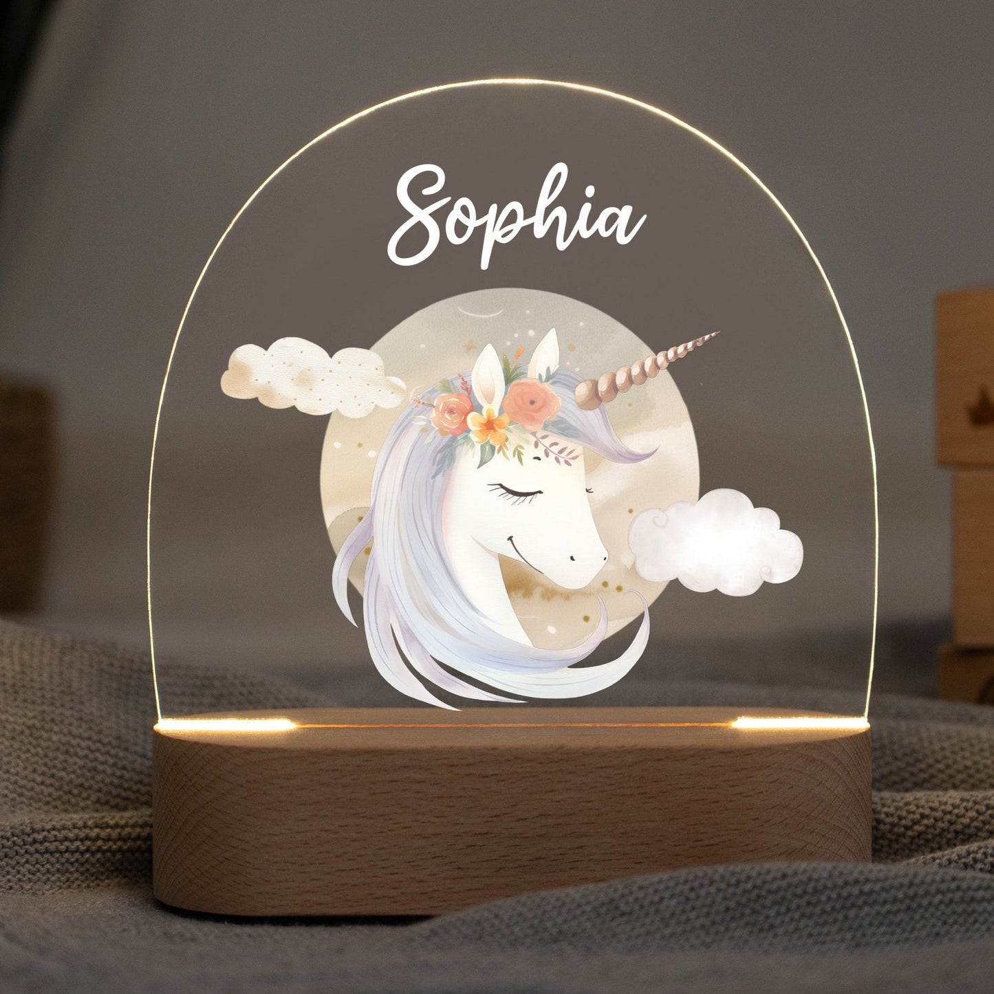 LED Nachtlicht Kinder personalisiert - Boho Einhorn
