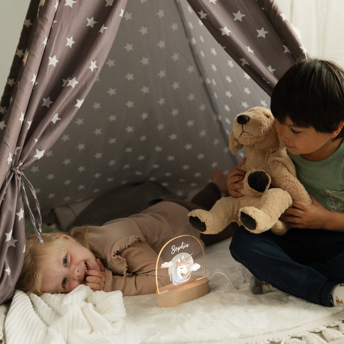 LED Nachtlicht Kinder personalisiert - Boho Einhorn