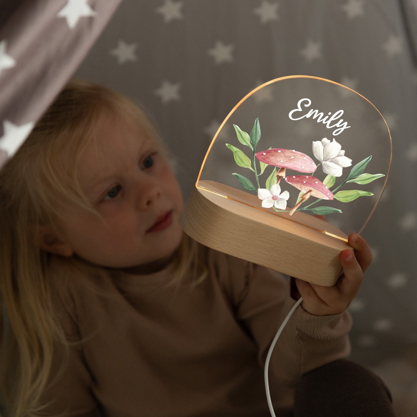 LED Nachtlicht Kinder personalisiert - Boho Fliegenpilz