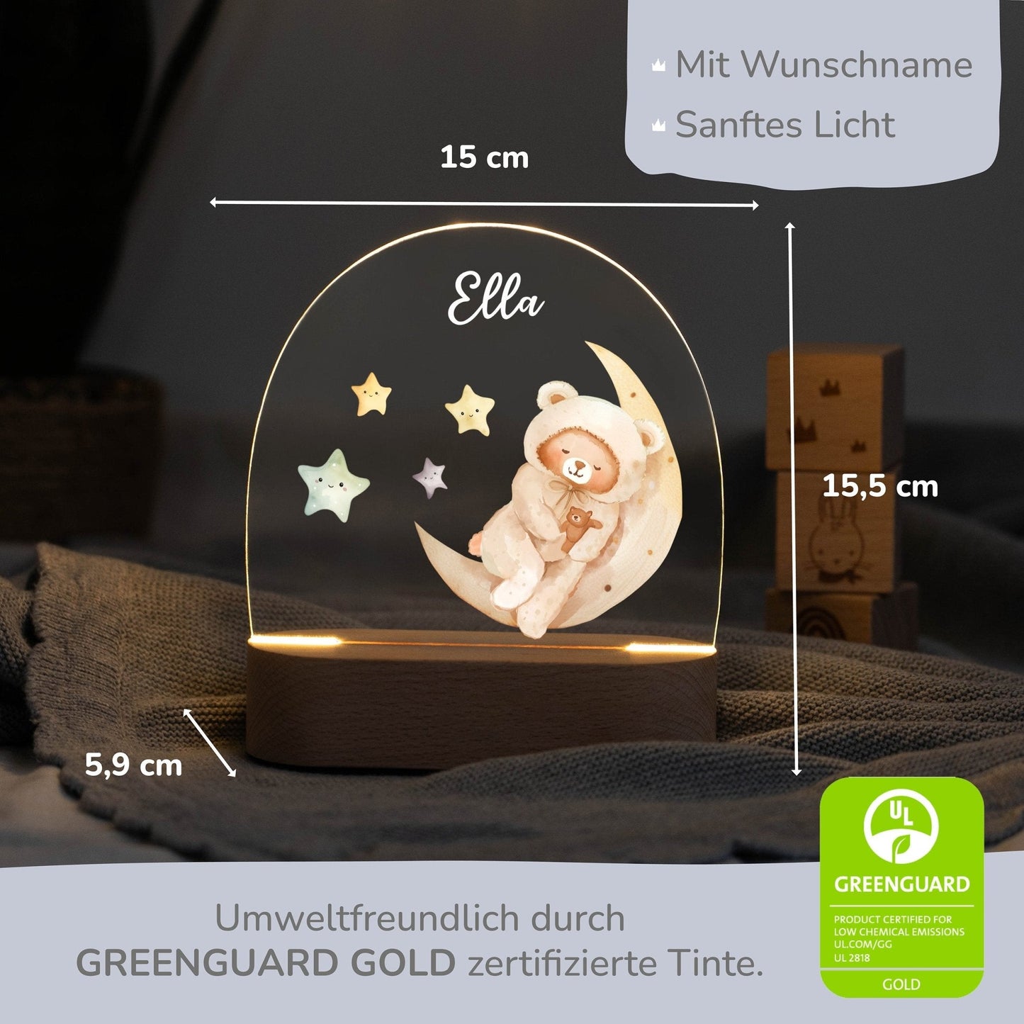 LED Nachtlicht Kinder personalisiert - Traumbärchen