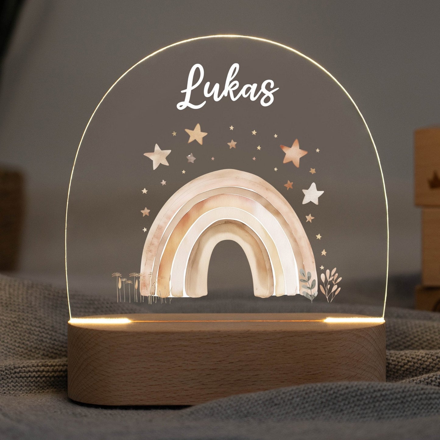 LED Nachtlicht Kinder personalisiert -  Boho Regenbogen