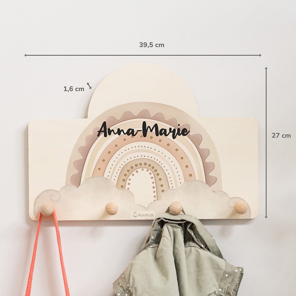 Kindergarderobe Personalisiert - Regenbogen rosa