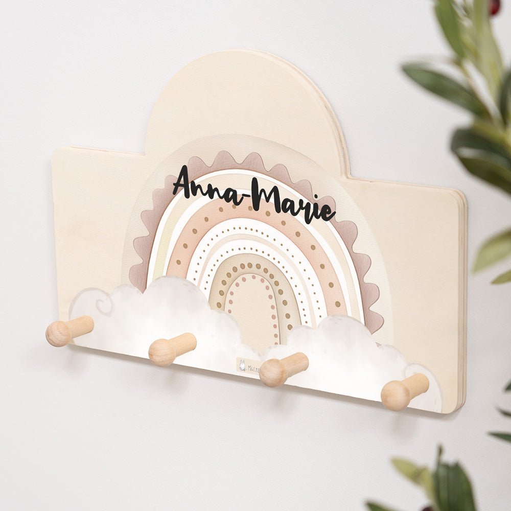 Kindergarderobe Personalisiert - Regenbogen rosa