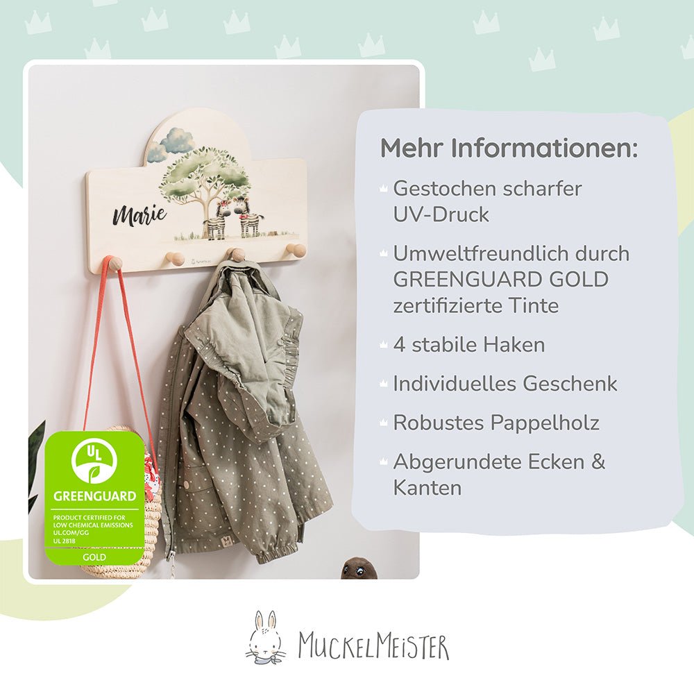 Kindergarderobe Personalisiert - Zebra