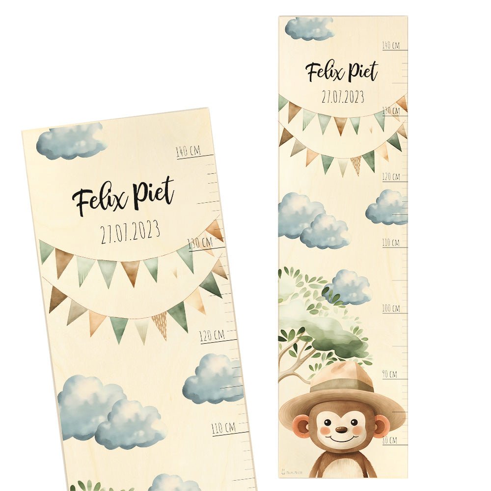Kinder Messlatte Motiv Affe mit Hut