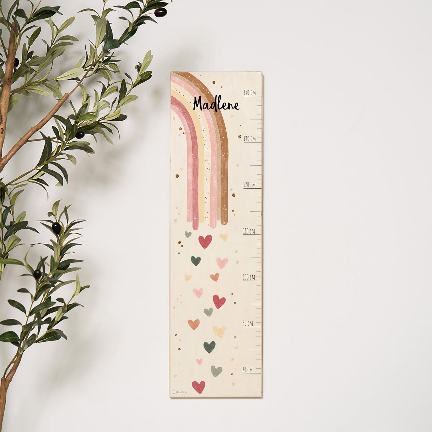 Messlatte Kinder Holz - Regenbogen Boho
