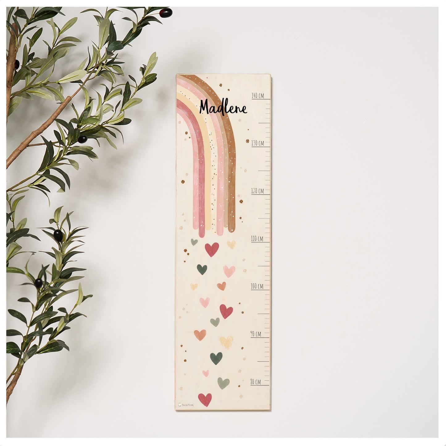 Messlatte Kinder Holz - Regenbogen Boho