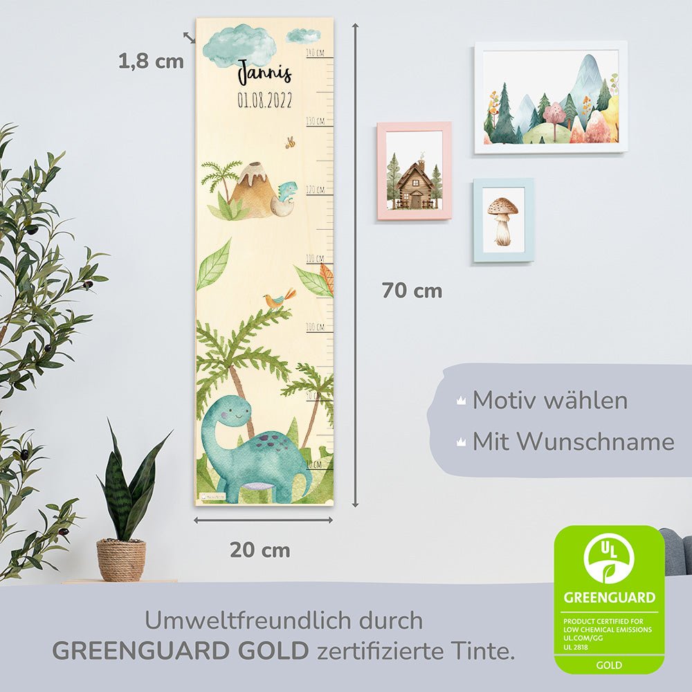 Messlatte Kinder Holz Motiv Dino
