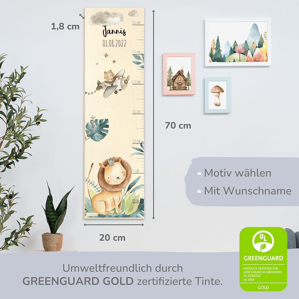 Messlatte Kinder Holz Motiv Löwe