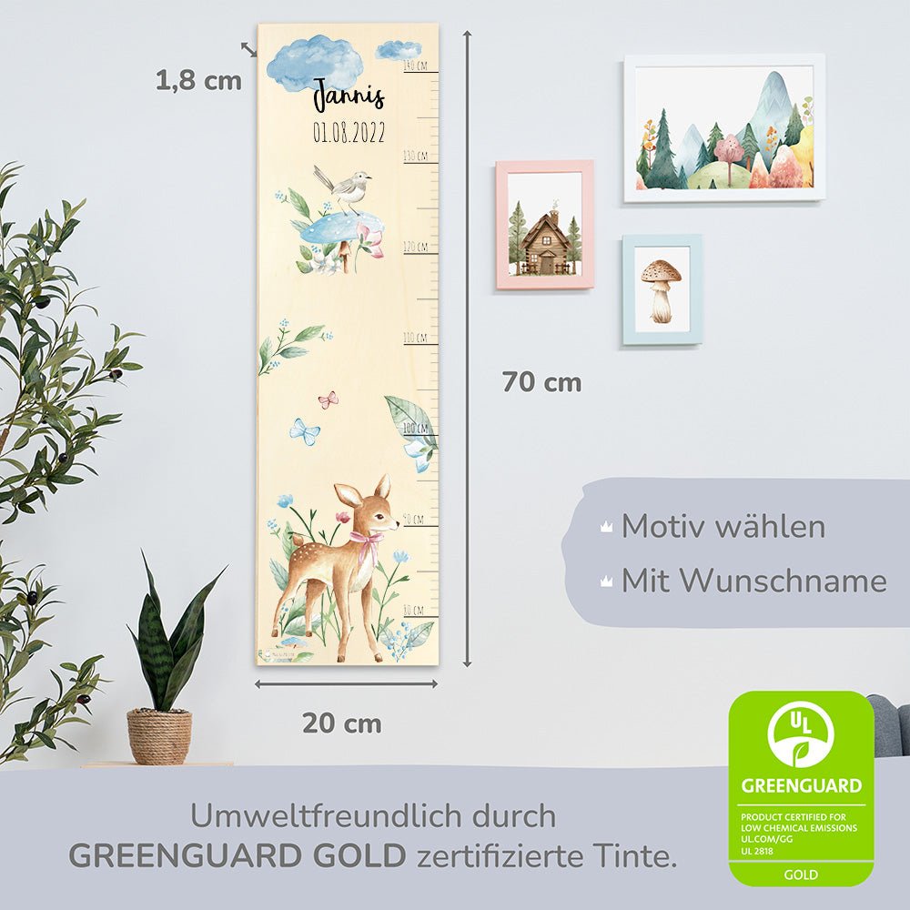 Messlatte Kinder Holz Motiv Reh