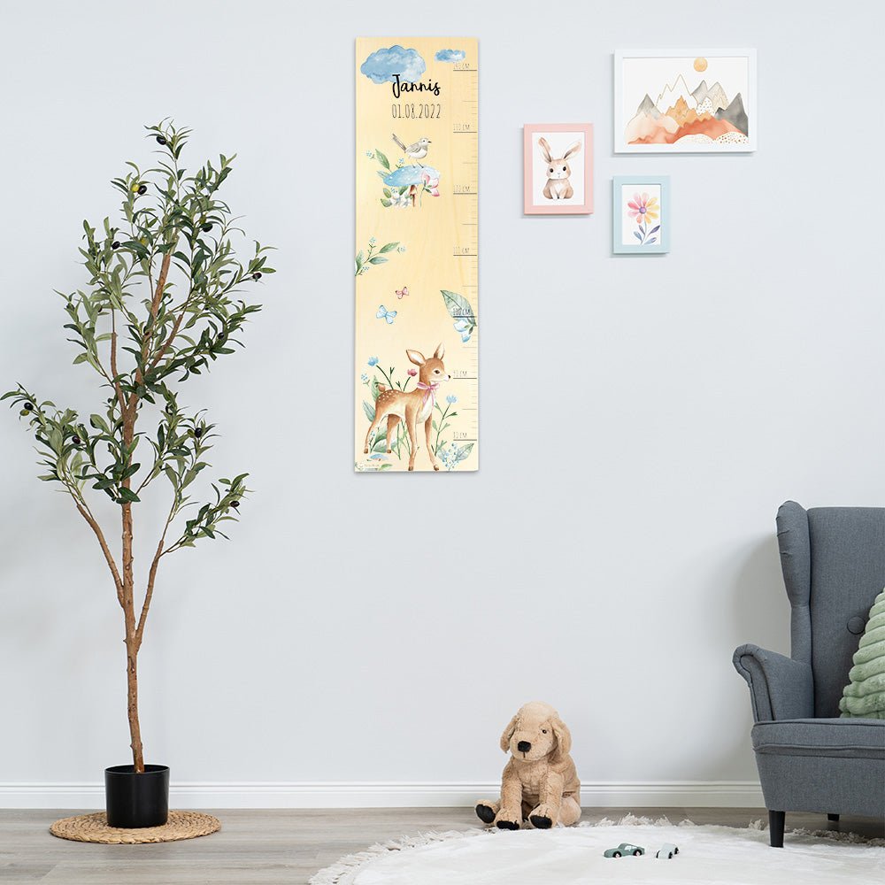Messlatte Kinder Holz Motiv Reh