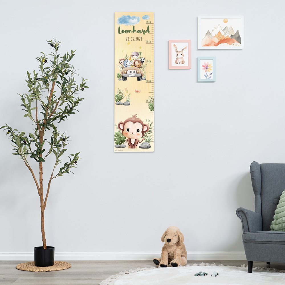 Messlatte Kinder Holz Safari Motive
