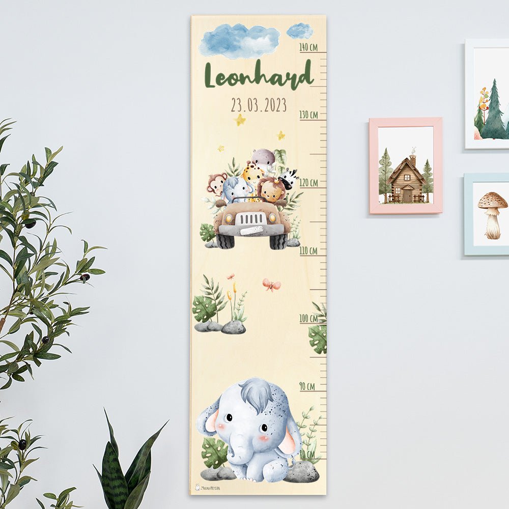 Messlatte Kinder Holz Safari Motive