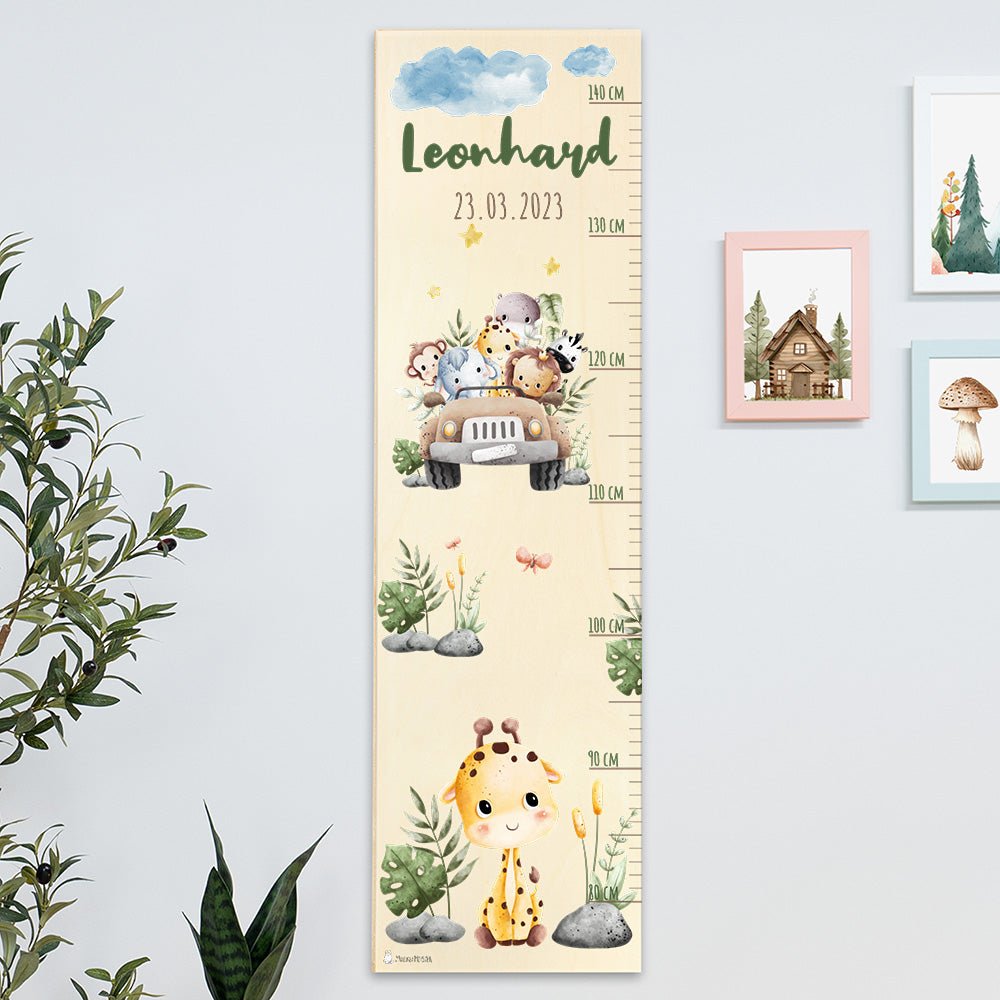 Messlatte Kinder Holz Safari Motive