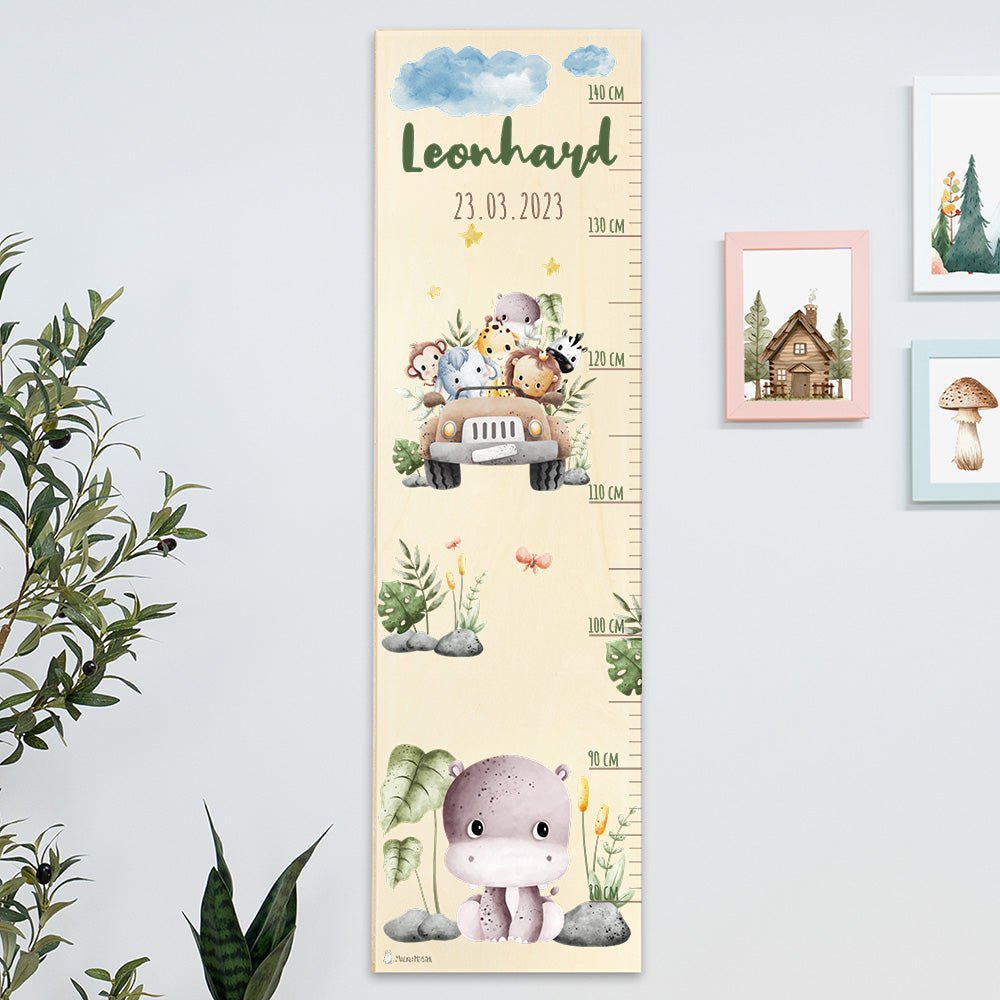 Messlatte Kinder Holz Safari Motive