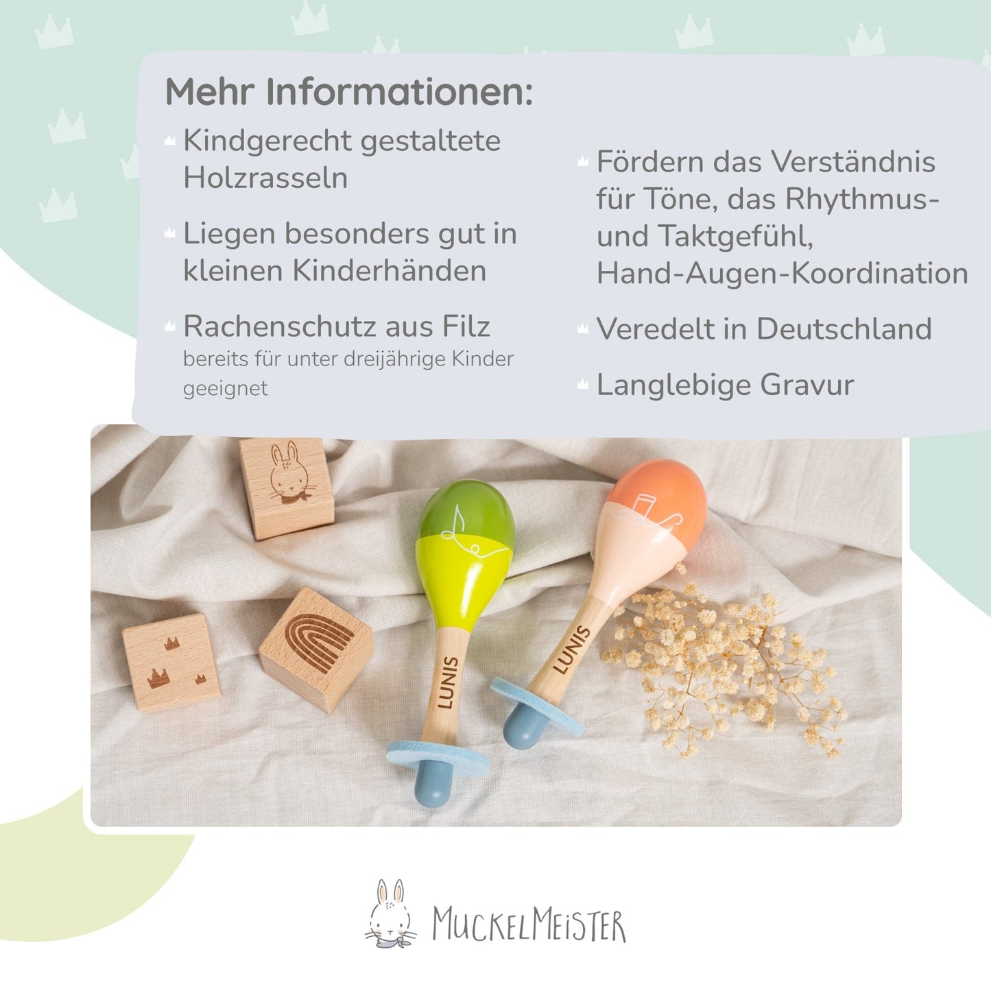 Kinder Maracas ab 1 Jahr " Groovy Beats " - Personalisierbar