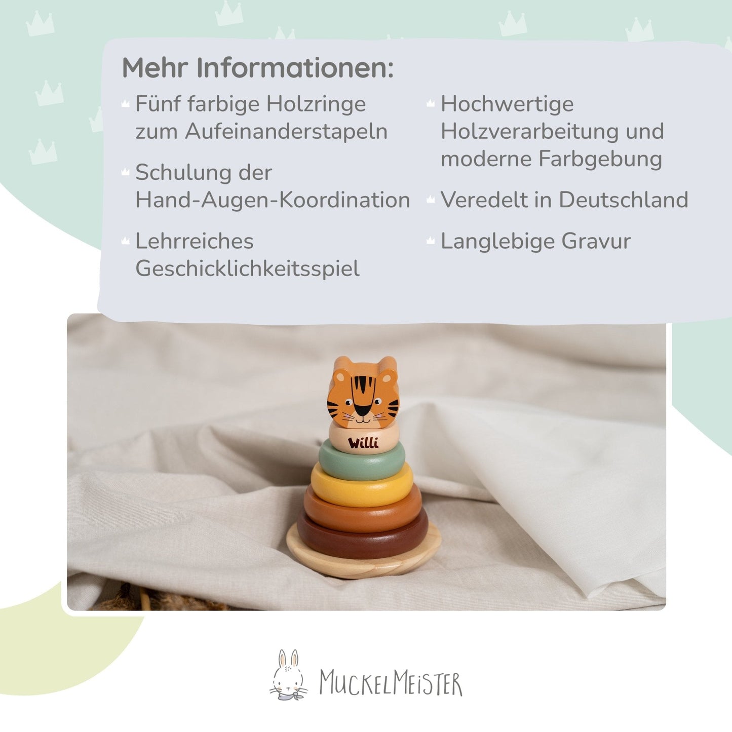Stapelturm Tiger "Safari" personalisiert - ab 1 Jahr