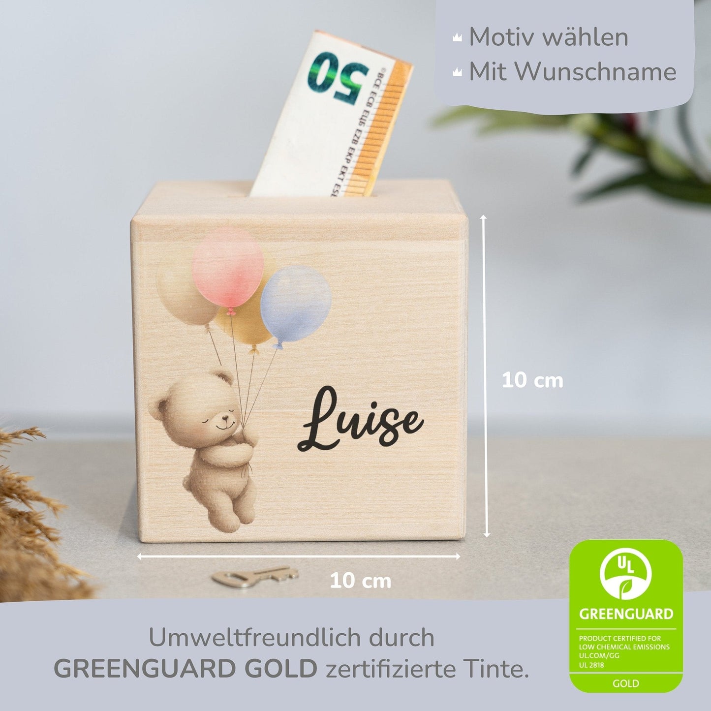 Spardose Personalisiert Bärchen mit Ballons