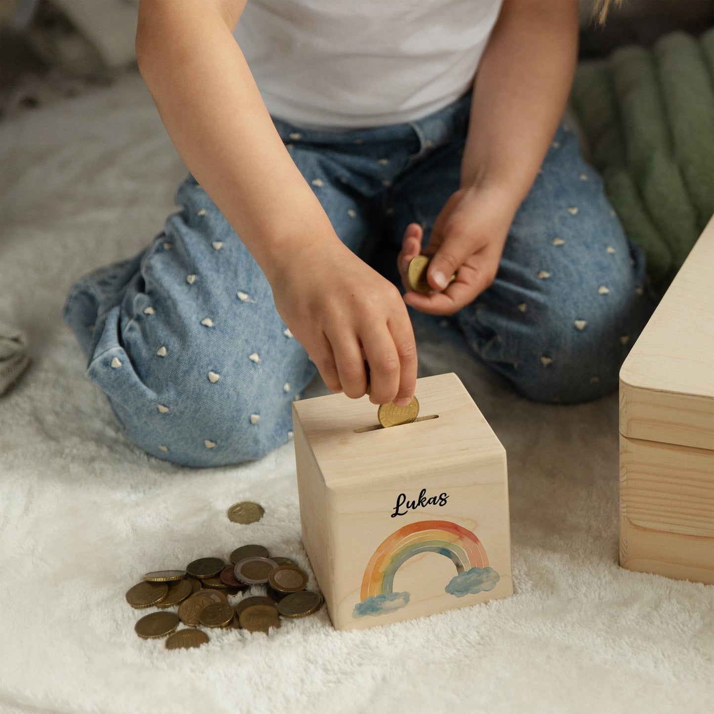 Spardose Personalisiert Regenbögen Boho